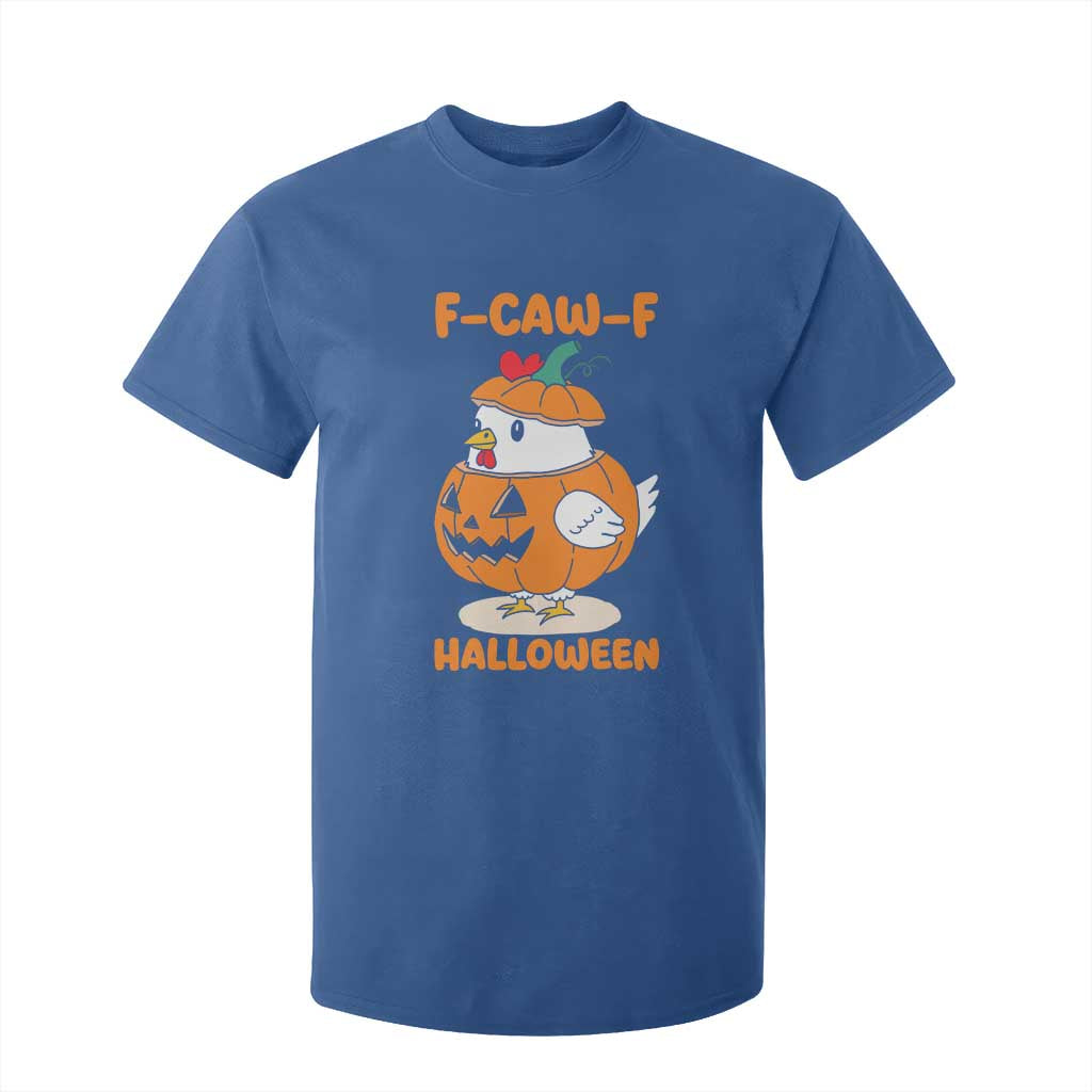 F Caw F Chicken Cute Halloween Costume T Shirt For Kid Funny Jack O LAttern Poultry Meme Fall Vibes TS02 Royal Blue Print Your Wear