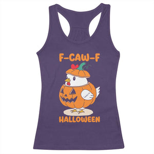 F Caw F Chicken Cute Halloween Costume Racerback Tank Top Funny Jack O LAttern Poultry Meme Fall Vibes TS02 Purple Print Your Wear