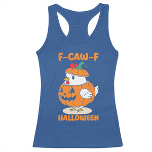 F Caw F Chicken Cute Halloween Costume Racerback Tank Top Funny Jack O LAttern Poultry Meme Fall Vibes TS02 Royal Blue Print Your Wear
