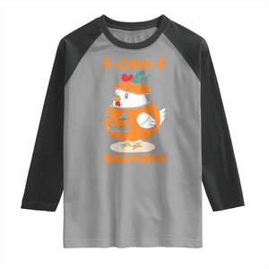F Caw F Chicken Cute Halloween Costume Raglan Shirt Funny Jack O LAttern Poultry Meme Fall Vibes TS02 Sport Gray Black Print Your Wear