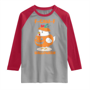 F Caw F Chicken Cute Halloween Costume Raglan Shirt Funny Jack O LAttern Poultry Meme Fall Vibes TS02 Sport Gray Red Print Your Wear