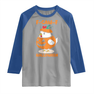 F Caw F Chicken Cute Halloween Costume Raglan Shirt Funny Jack O LAttern Poultry Meme Fall Vibes TS02 Sport Gray Royal Print Your Wear