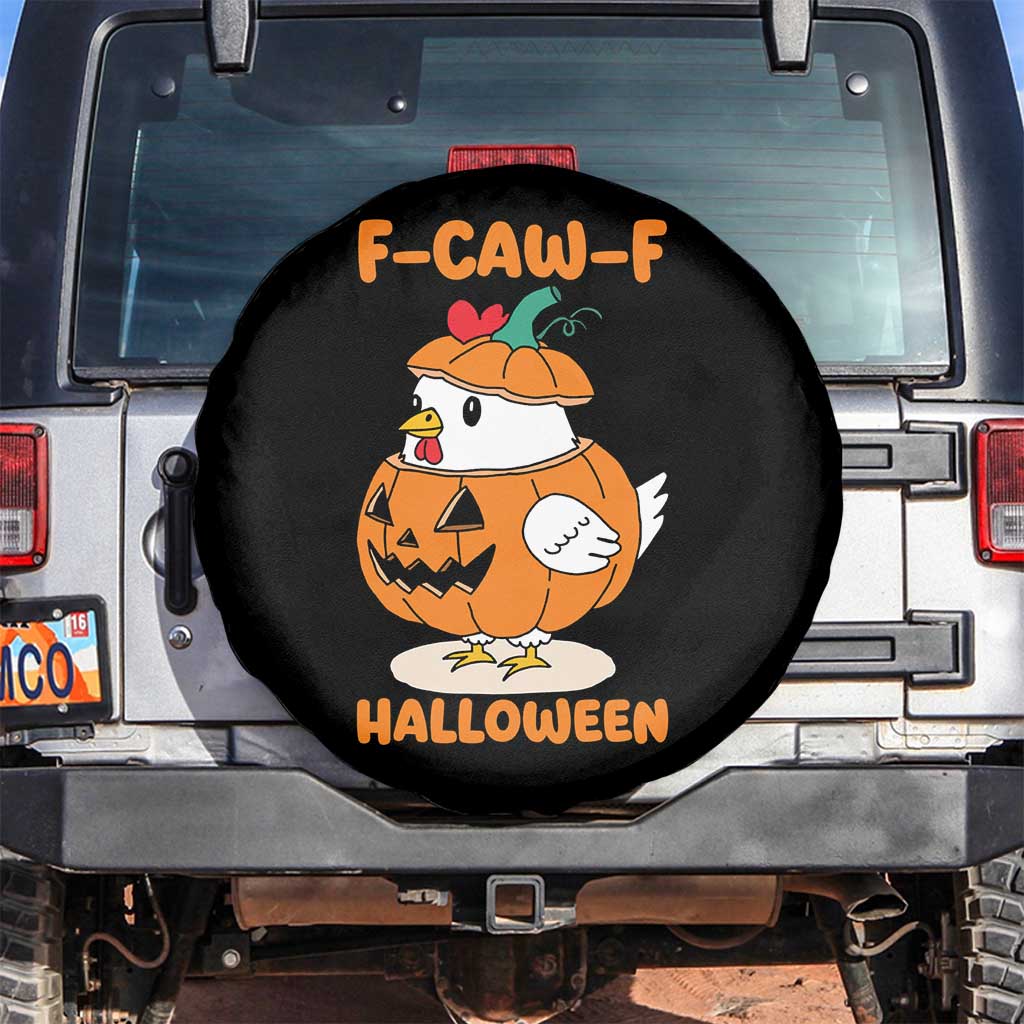 F Caw F Chicken Cute Halloween Costume Spare Tire Cover Funny Jack O LAttern Poultry Meme Fall Vibes TS02 No hole Black Print Your Wear