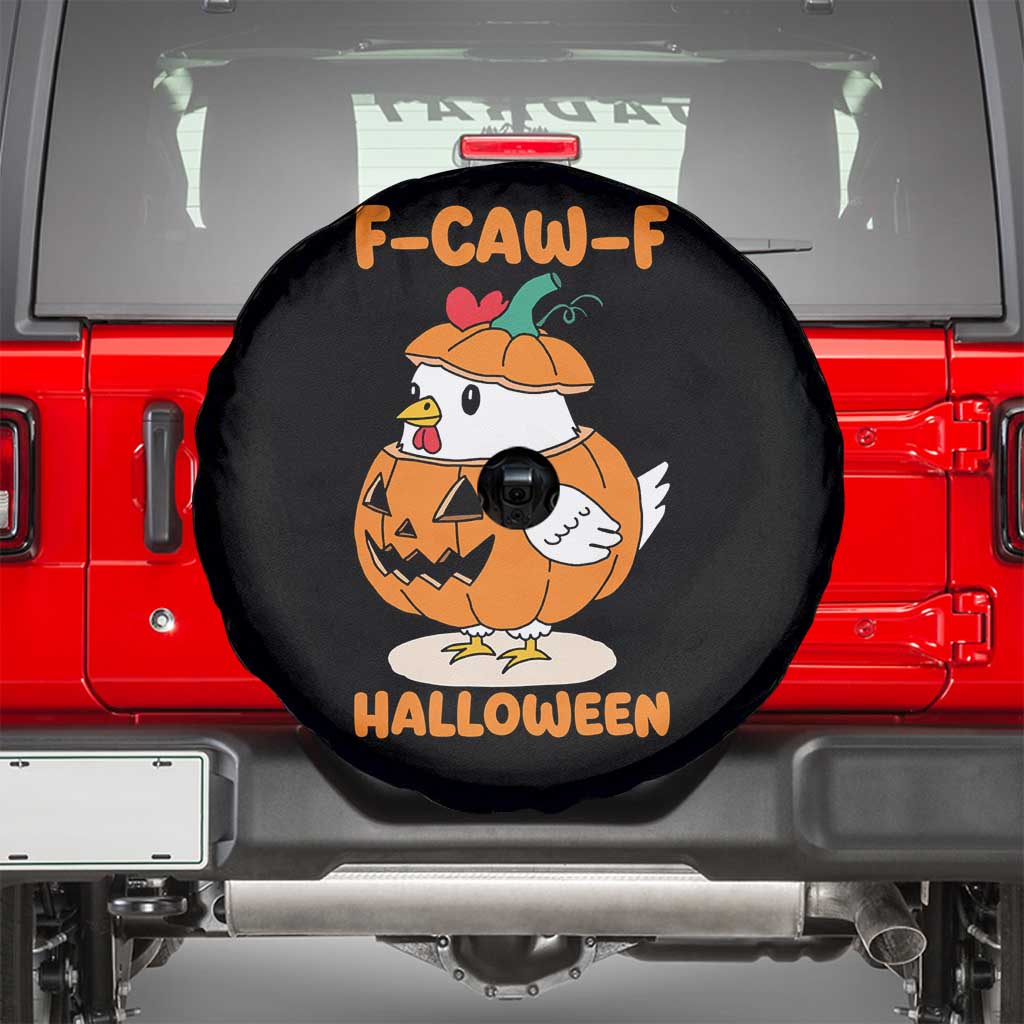 F Caw F Chicken Cute Halloween Costume Spare Tire Cover Funny Jack O LAttern Poultry Meme Fall Vibes TS02 Black Print Your Wear