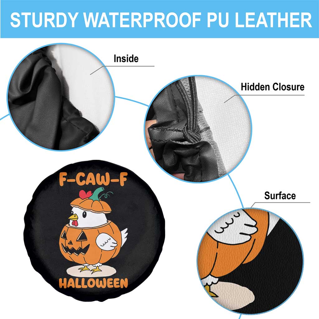 F Caw F Chicken Cute Halloween Costume Spare Tire Cover Funny Jack O LAttern Poultry Meme Fall Vibes TS02 Print Your Wear