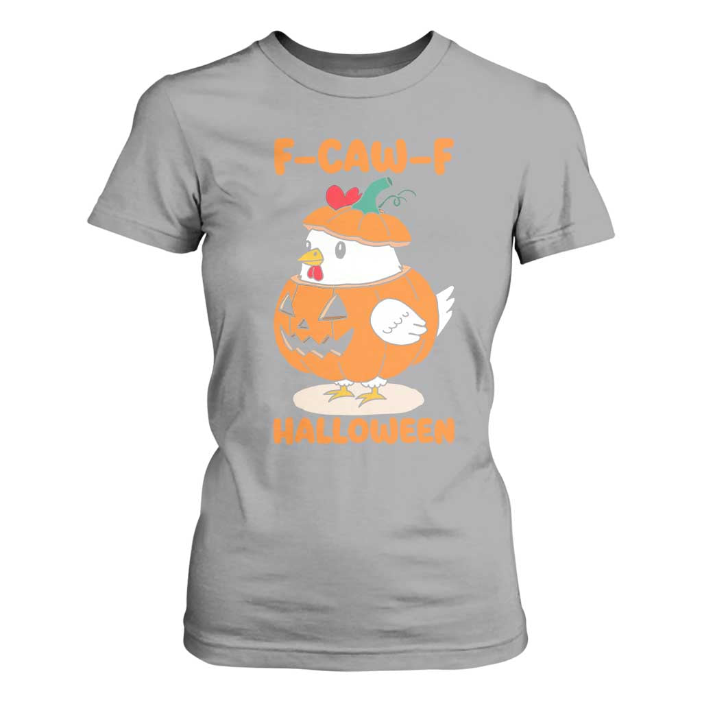 F Caw F Chicken Cute Halloween Costume T Shirt For Women Funny Jack O LAttern Poultry Meme Fall Vibes TS02 Sport Gray Print Your Wear