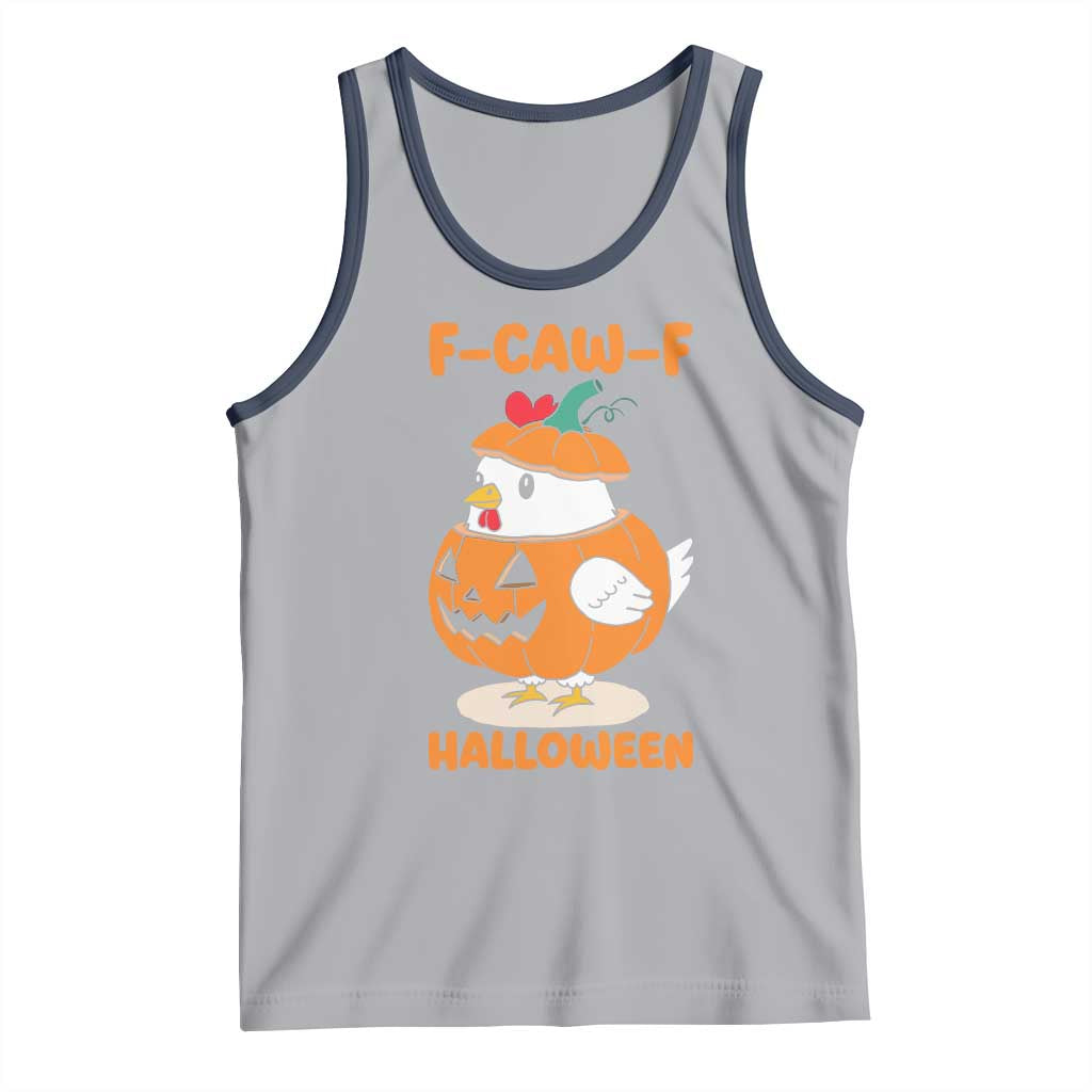 F Caw F Chicken Cute Halloween Costume Tank Top Funny Jack O LAttern Poultry Meme Fall Vibes TS02 Athletic Heather Navy Print Your Wear