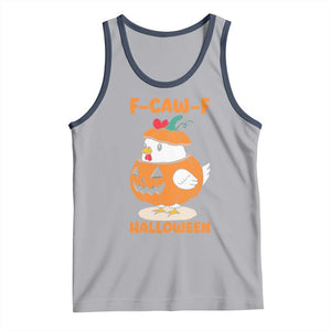 F Caw F Chicken Cute Halloween Costume Tank Top Funny Jack O LAttern Poultry Meme Fall Vibes TS02 Athletic Heather Navy Print Your Wear