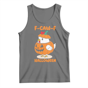 F Caw F Chicken Cute Halloween Costume Tank Top Funny Jack O LAttern Poultry Meme Fall Vibes TS02 Black Heather Print Your Wear