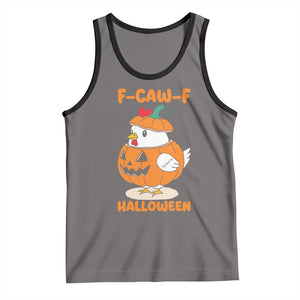 F Caw F Chicken Cute Halloween Costume Tank Top Funny Jack O LAttern Poultry Meme Fall Vibes TS02 Deep Heather Black Print Your Wear