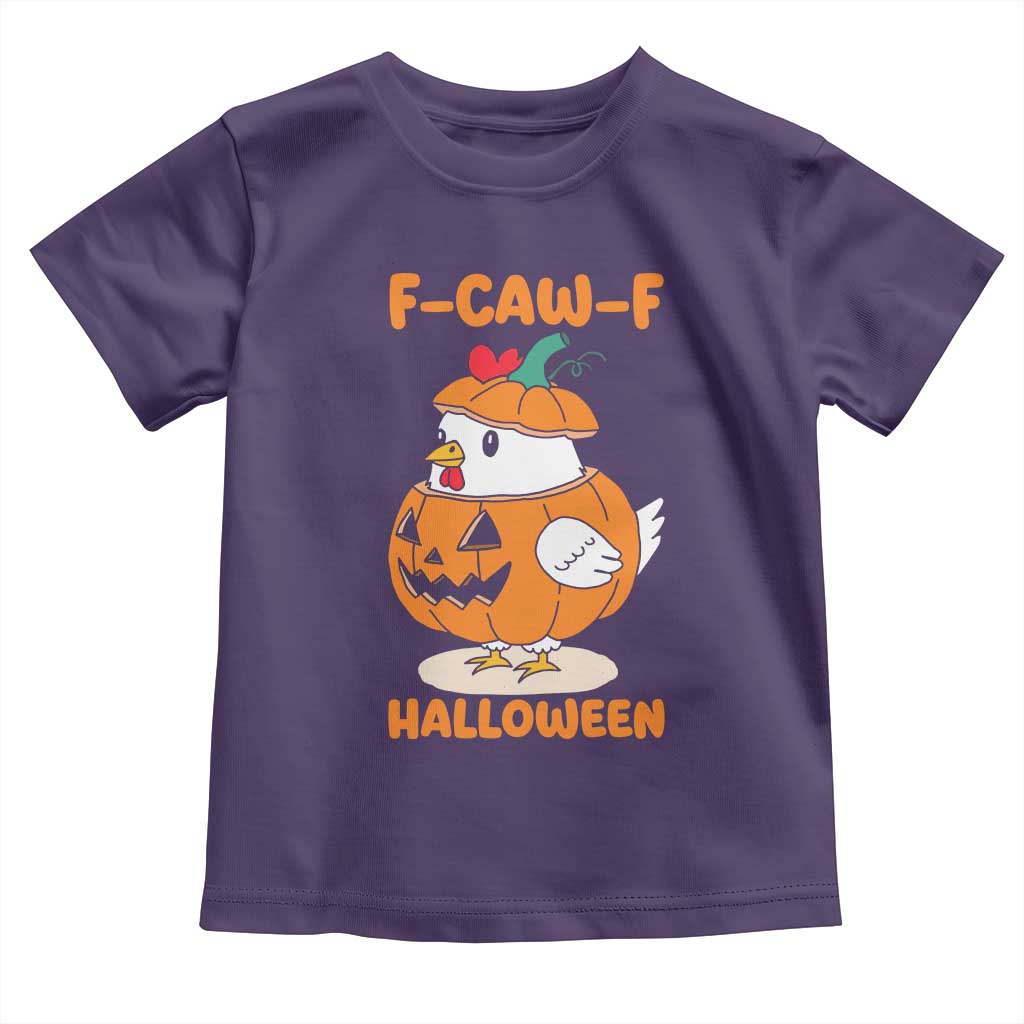 F Caw F Chicken Cute Halloween Costume Toddler T Shirt Funny Jack O LAttern Poultry Meme Fall Vibes TS02 Purple Print Your Wear