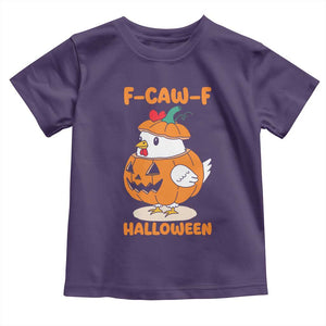 F Caw F Chicken Cute Halloween Costume Toddler T Shirt Funny Jack O LAttern Poultry Meme Fall Vibes TS02 Purple Print Your Wear