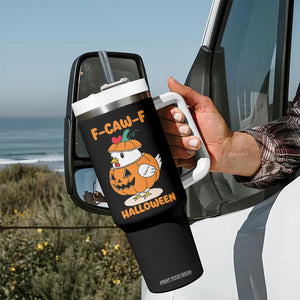 F Caw F Chicken Cute Halloween Costume Tumbler With Handle Funny Jack O LAttern Poultry Meme Fall Vibes TS02 Print Your Wear
