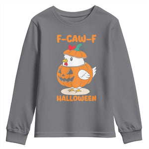 F Caw F Chicken Cute Halloween Costume Youth Sweatshirt Funny Jack O LAttern Poultry Meme Fall Vibes TS02 Charcoal Print Your Wear
