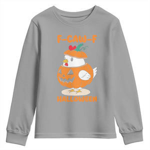 F Caw F Chicken Cute Halloween Costume Youth Sweatshirt Funny Jack O LAttern Poultry Meme Fall Vibes TS02 Sport Gray Print Your Wear