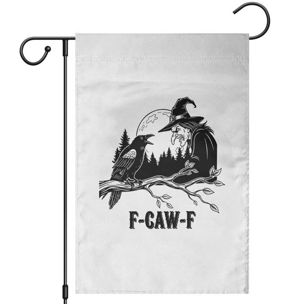 F Caw F Gothic Raven and Witch Garden Flag Funny Halloween Spooky October Vibes TS02 White Print Your Wear