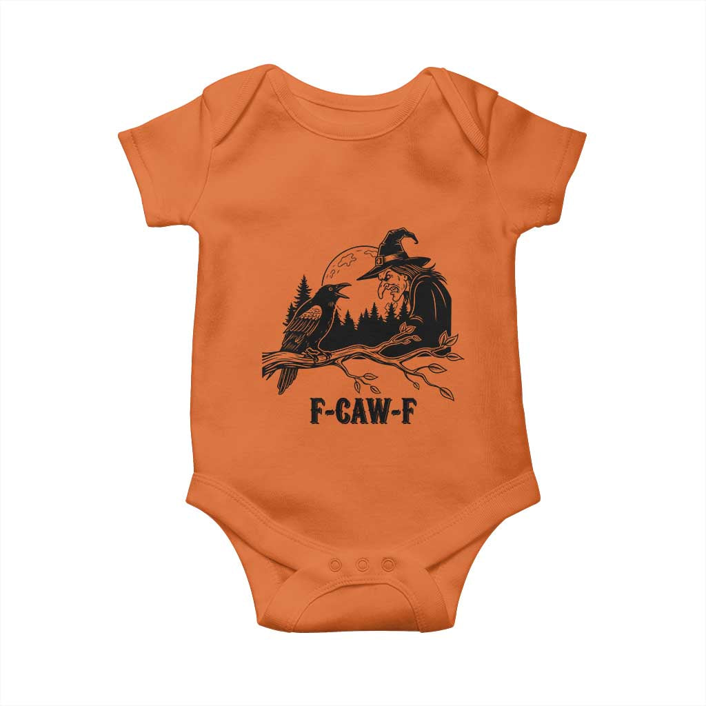 F Caw F Gothic Raven and Witch Baby Onesie Funny Halloween Spooky October Vibes TS02 Orange Print Your Wear