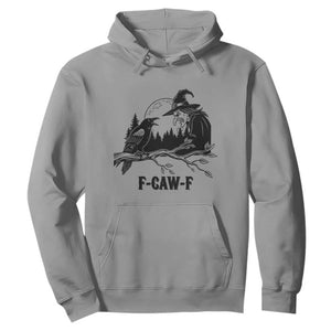 F Caw F Gothic Raven and Witch Hoodie Funny Halloween Spooky October Vibes TS02 Sport Gray Print Your Wear