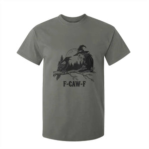 F Caw F Gothic Raven and Witch T Shirt For Kid Funny Halloween Spooky October Vibes TS02 Military Green Print Your Wear
