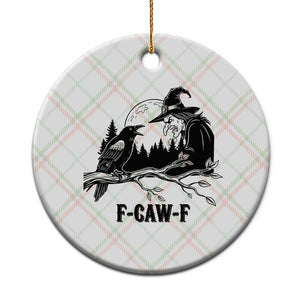 F Caw F Gothic Raven and Witch Ceramic Ornament Funny Halloween Spooky October Vibes TS02 1pc Christmas Plaid Print Your Wear
