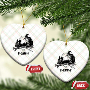 F Caw F Gothic Raven and Witch Ceramic Ornament Funny Halloween Spooky October Vibes TS02 Print Your Wear