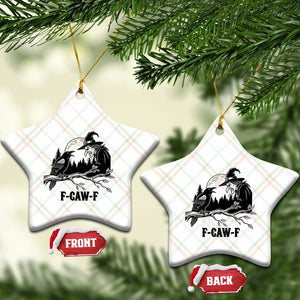 F Caw F Gothic Raven and Witch Ceramic Ornament Funny Halloween Spooky October Vibes TS02 Print Your Wear
