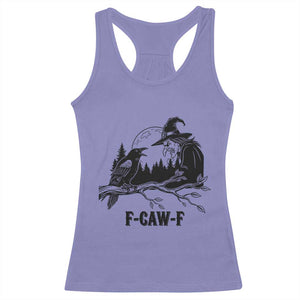 F Caw F Gothic Raven and Witch Racerback Tank Top Funny Halloween Spooky October Vibes TS02 Violet Print Your Wear