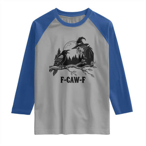 F Caw F Gothic Raven and Witch Raglan Shirt Funny Halloween Spooky October Vibes TS02 Sport Gray Royal Print Your Wear