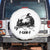 F Caw F Gothic Raven and Witch Spare Tire Cover Funny Halloween Spooky October Vibes TS02 No hole White Print Your Wear