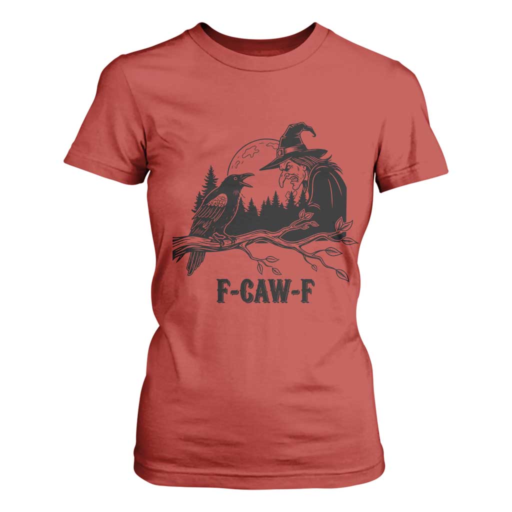 F Caw F Gothic Raven and Witch T Shirt For Women Funny Halloween Spooky October Vibes TS02 Red Print Your Wear