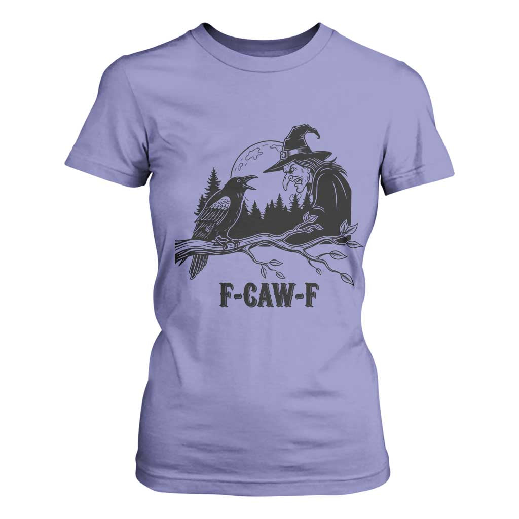 F Caw F Gothic Raven and Witch T Shirt For Women Funny Halloween Spooky October Vibes TS02 Violet Print Your Wear