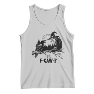 F Caw F Gothic Raven and Witch Tank Top Funny Halloween Spooky October Vibes TS02 Ash Print Your Wear