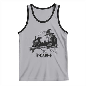 F Caw F Gothic Raven and Witch Tank Top Funny Halloween Spooky October Vibes TS02 Athletic Heather Black Print Your Wear