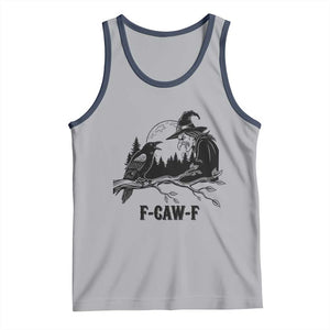 F Caw F Gothic Raven and Witch Tank Top Funny Halloween Spooky October Vibes TS02 Athletic Heather Navy Print Your Wear