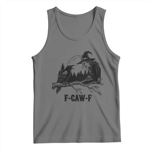 F Caw F Gothic Raven and Witch Tank Top Funny Halloween Spooky October Vibes TS02 Black Heather Print Your Wear