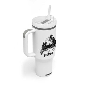 F Caw F Gothic Raven and Witch Tumbler With Handle Funny Halloween Spooky October Vibes TS02 Print Your Wear