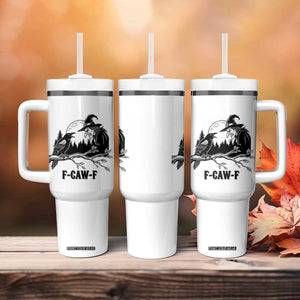 F Caw F Gothic Raven and Witch Tumbler With Handle Funny Halloween Spooky October Vibes TS02 Print Your Wear
