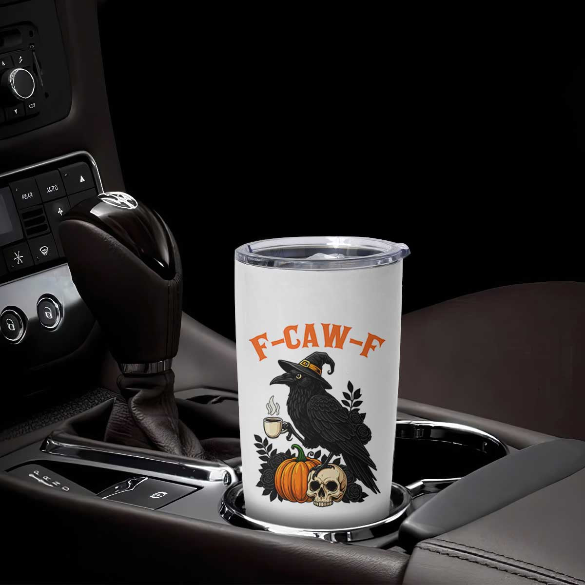 F Caw F Raven Witch Coffee Tumbler Cup Funny Halloween Sarcastic Gothic Bird with Attitude TS02 Print Your Wear