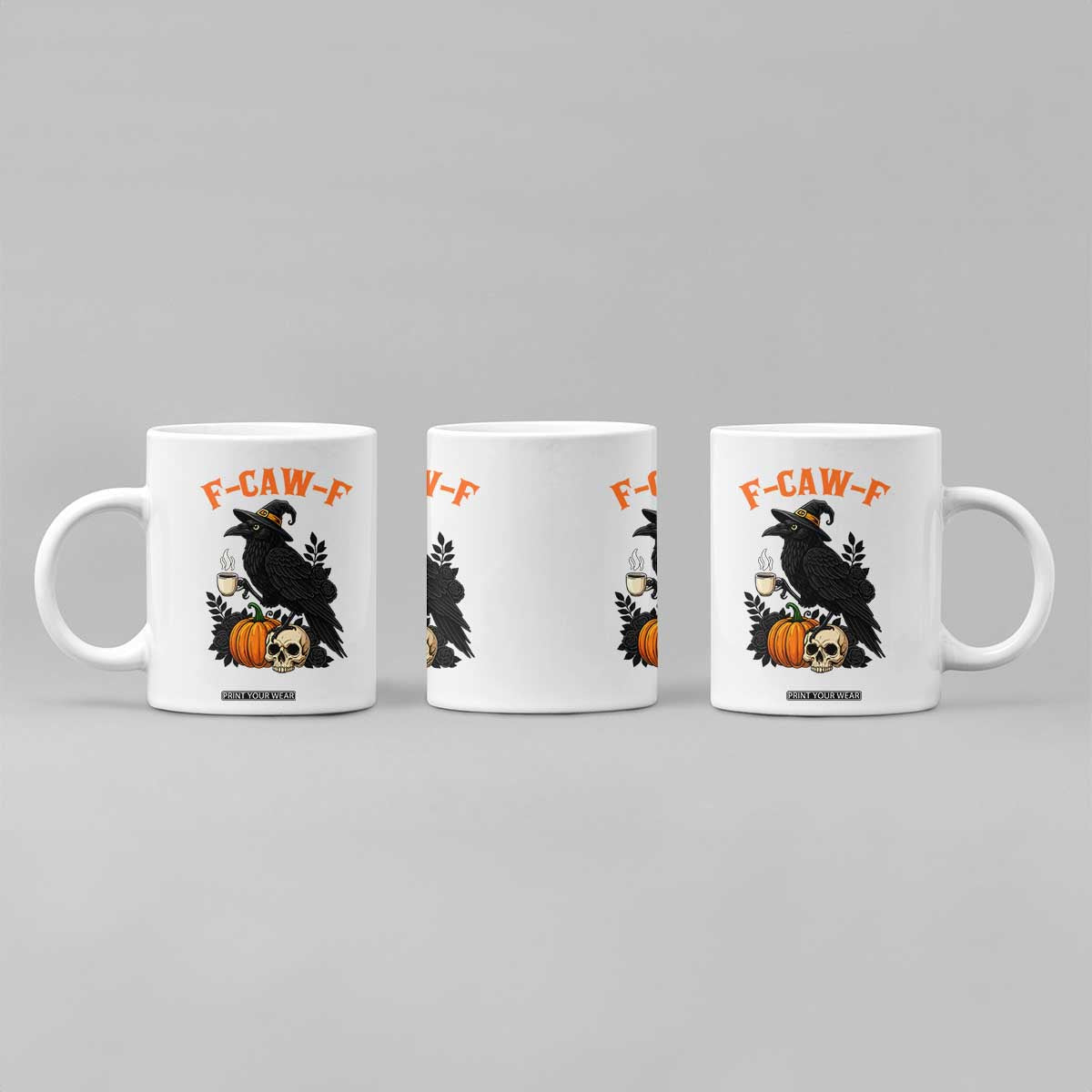 F Caw F Raven Witch Coffee Coffee Mug Funny Halloween Sarcastic Gothic Bird with Attitude TS02 Print Your Wear