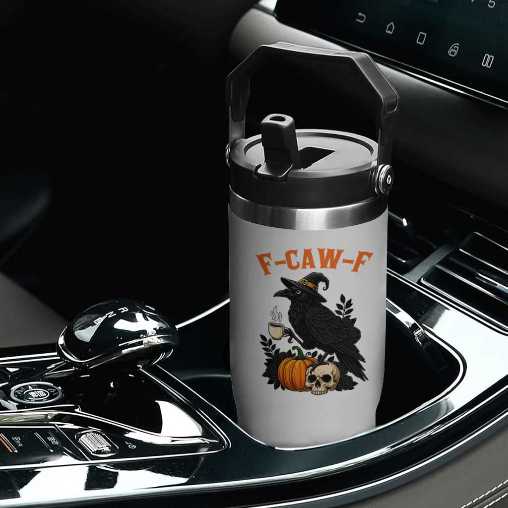 F Caw F Raven Witch Coffee Flip Straw Tumbler Funny Halloween Sarcastic Gothic Bird with Attitude TS02 Print Your Wear