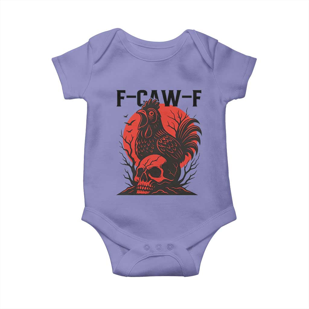 F Caw F Gothic Chicken Horror Baby Onesie Creepy Skull Rooster Halloween Dark Humor TS02 Violet Print Your Wear