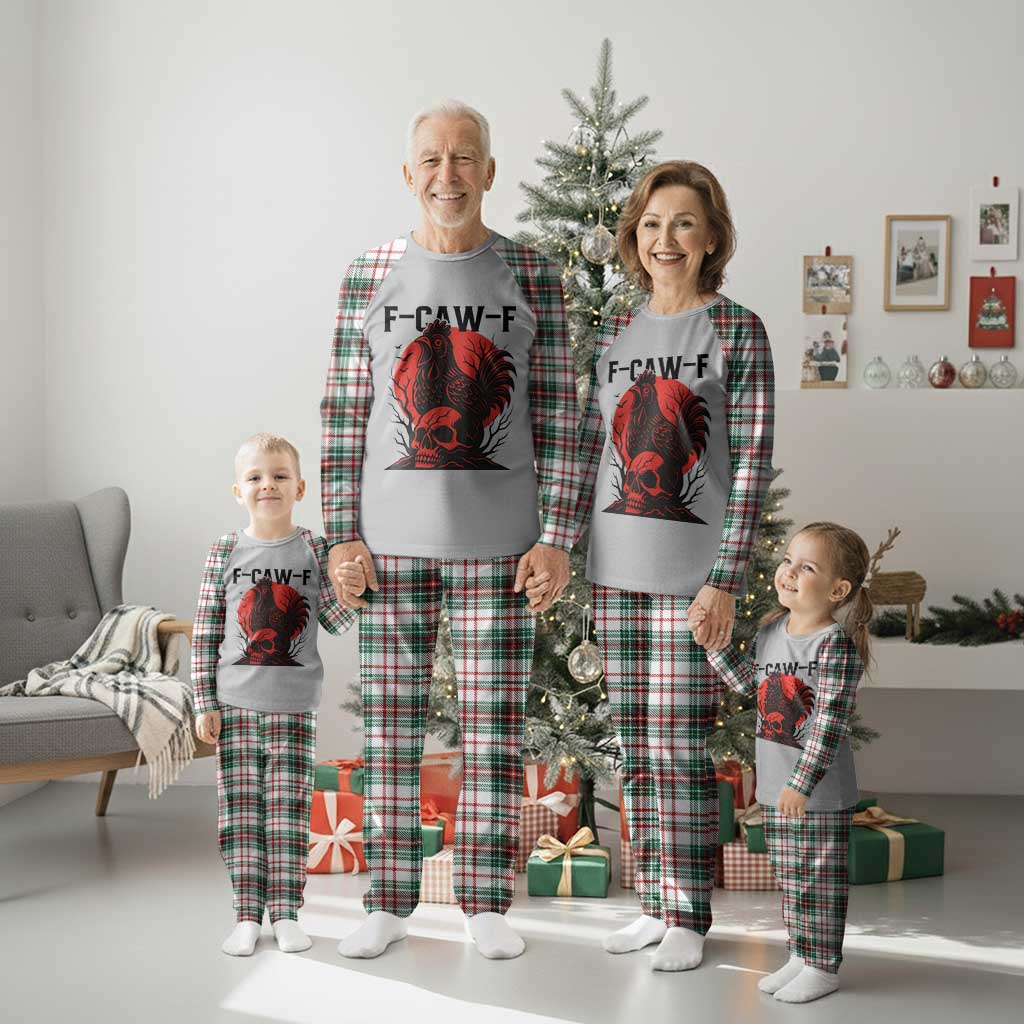 F Caw F Gothic Chicken Horror Plaid Pajama Set Creepy Skull Rooster Halloween Dark Humor TS02 Christmas Plaid Print Your Wear