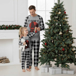 F Caw F Gothic Chicken Horror Plaid Pajama Set Creepy Skull Rooster Halloween Dark Humor TS02 White Plaid Print Your Wear