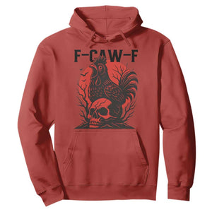 F Caw F Gothic Chicken Horror Hoodie Creepy Skull Rooster Halloween Dark Humor TS02 Red Print Your Wear