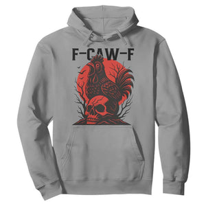 F Caw F Gothic Chicken Horror Hoodie Creepy Skull Rooster Halloween Dark Humor TS02 Sport Gray Print Your Wear