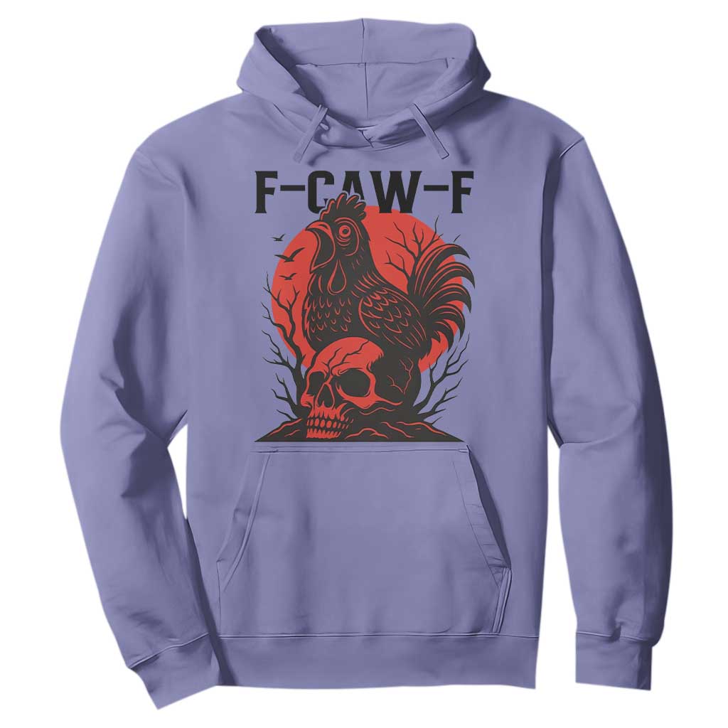 F Caw F Gothic Chicken Horror Hoodie Creepy Skull Rooster Halloween Dark Humor TS02 Violet Print Your Wear