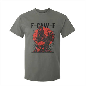 F Caw F Gothic Chicken Horror T Shirt For Kid Creepy Skull Rooster Halloween Dark Humor TS02 Military Green Print Your Wear