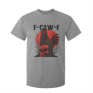 F Caw F Gothic Chicken Horror T Shirt For Kid Creepy Skull Rooster Halloween Dark Humor TS02 Sport Gray Print Your Wear
