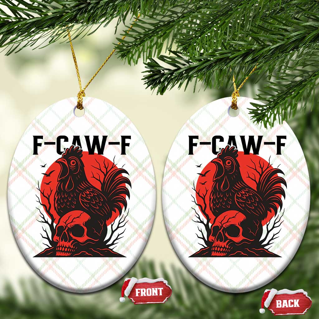 F Caw F Gothic Chicken Horror Ceramic Ornament Creepy Skull Rooster Halloween Dark Humor TS02 Print Your Wear