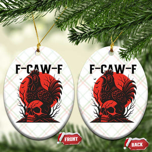 F Caw F Gothic Chicken Horror Ceramic Ornament Creepy Skull Rooster Halloween Dark Humor TS02 Print Your Wear